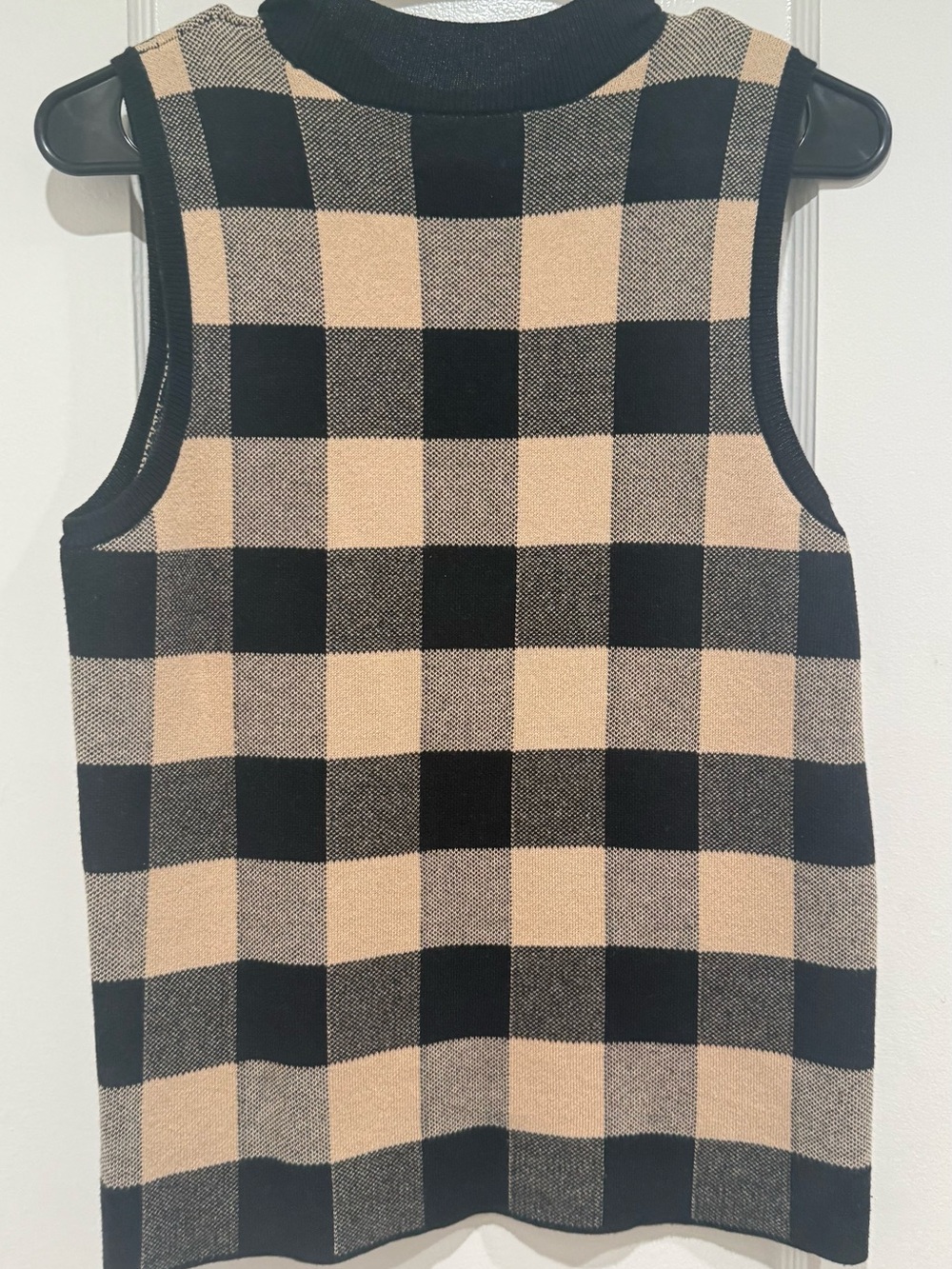 LOFT Sleeveless Buffalo Check Tank in Black and Tan